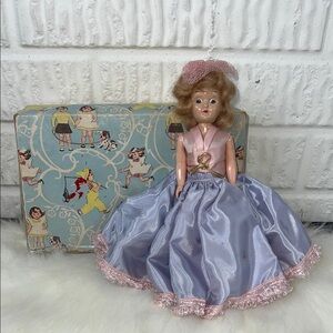 Vintage Doll with Pink and Purple Dress with Vintage Box